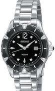 Seiko Ladies' Diamond Sport Stainless Black Dial SXDB25