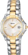 Seiko Ladies' Diamond Stainless & Gold Tone Silver White Dial SXDB06