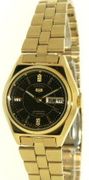 Seiko Ladies' Gold Tone Black Face Mechanical SUAG30
