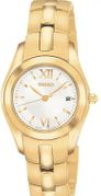 Seiko Ladies' Gold Tone Silver White Dial  SXDA74