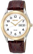 SNE056   Seiko Leather Strap White Dial Men's Watch Solar #SNE056