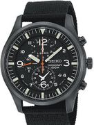 Seiko Men's Chronograph Black Dial Black Canvas Strap SNDA65