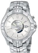 Seiko Men's Kinetic Date Silver & White Dial Stainless Steel SKA401