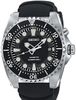 Seiko Men's Kinetic Dive Watch Stainless Black Dial Black Rubber Strap