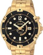 Seiko Men's Kinetic Gold Tone Black Dial  SKA412
