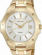 Seiko Men's Quartz Gold Tone Silver & White Dial SGEE62