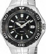 Seiko Men's Quartz Stainless Steel Black Face & Bezel SGEE55