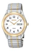 SNE062   Seiko Men's SNE062 Two-Tone Solar White Dial Watch