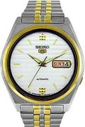 Seiko Men's Stainless and Gold Tone Automatic White Face SNX166