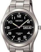 Seiko Men's Titanium Day Date Black Face SGG711