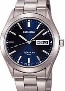 Seiko Men's Titanium Day Date Blue Face SGG709