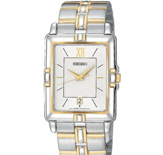 Seiko rectangular face two tone band watch Seiko Essentials Stainless Steel Two Tone Ladies Watch, SWR0  main image 2