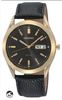 SNE054 Seiko Mens Watch Gold Tone Steel Solar Black Dial Leather Strap