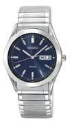 Seiko SNE057 Mens Watch Stainless Steel Solar Expansion Blue Dial