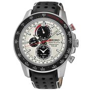 Seiko Sportura Solar Black Leather Stainless Case Chronograph SSC359