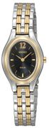Seiko Women's SUP016 Two-Tone Solar Black Oval Dial Watch