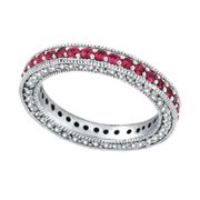Three Sided Pink Sapphire & Diamond Eternity Band Ring