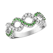 Tsavorite and Diamond Swirl Ring