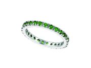 Tsavorite (Savorite) Eternity Guard Ring, 14K White Gold
