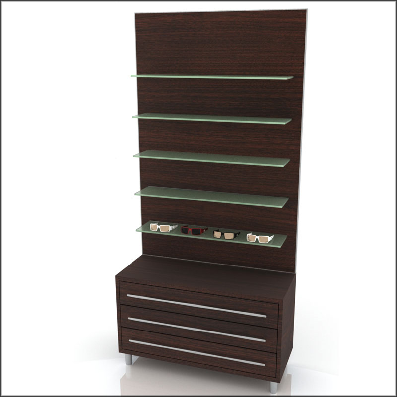 Wide Optical Shelf in Glass Look Without Logo Plate