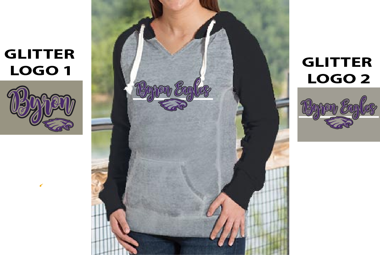 WOMEN'S GARMENT WASHED HOODIE GLITTER PRINT