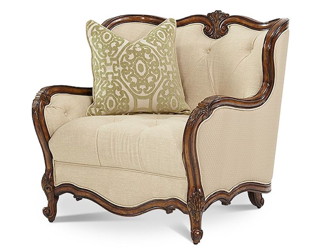 AICO Lavelle Melange Wood Trim Chair & a Half AI-54838-BISQU-34