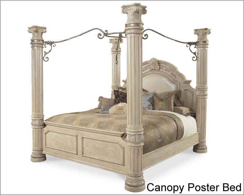 AICO Poster bedroom Set Monte Carlo II in Silver Pearl AIN53003