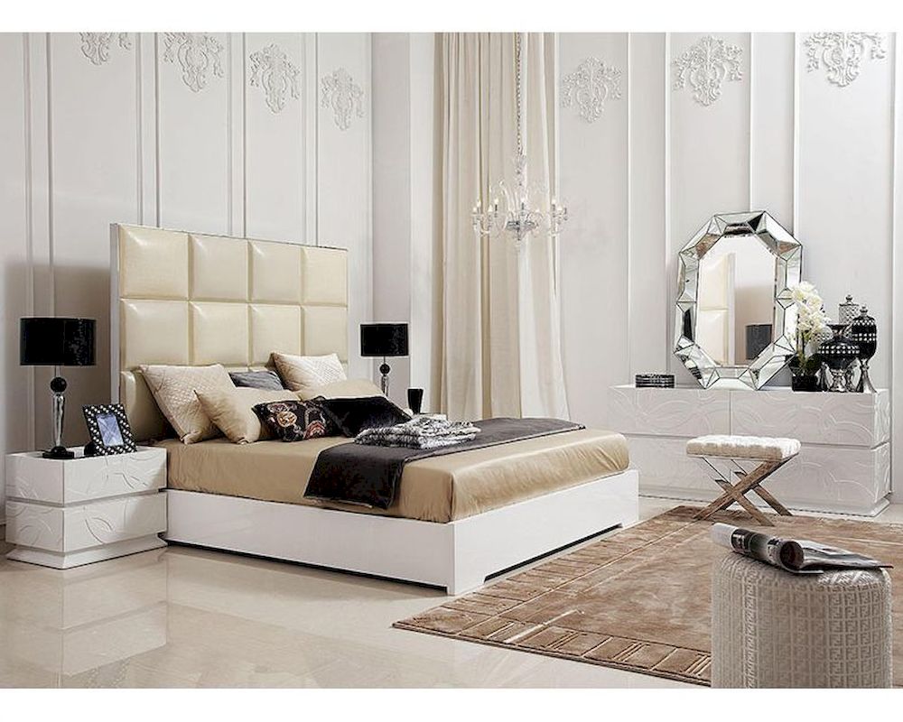 Bedroom Set w/ High Headboard Modern Bed 44B201SET