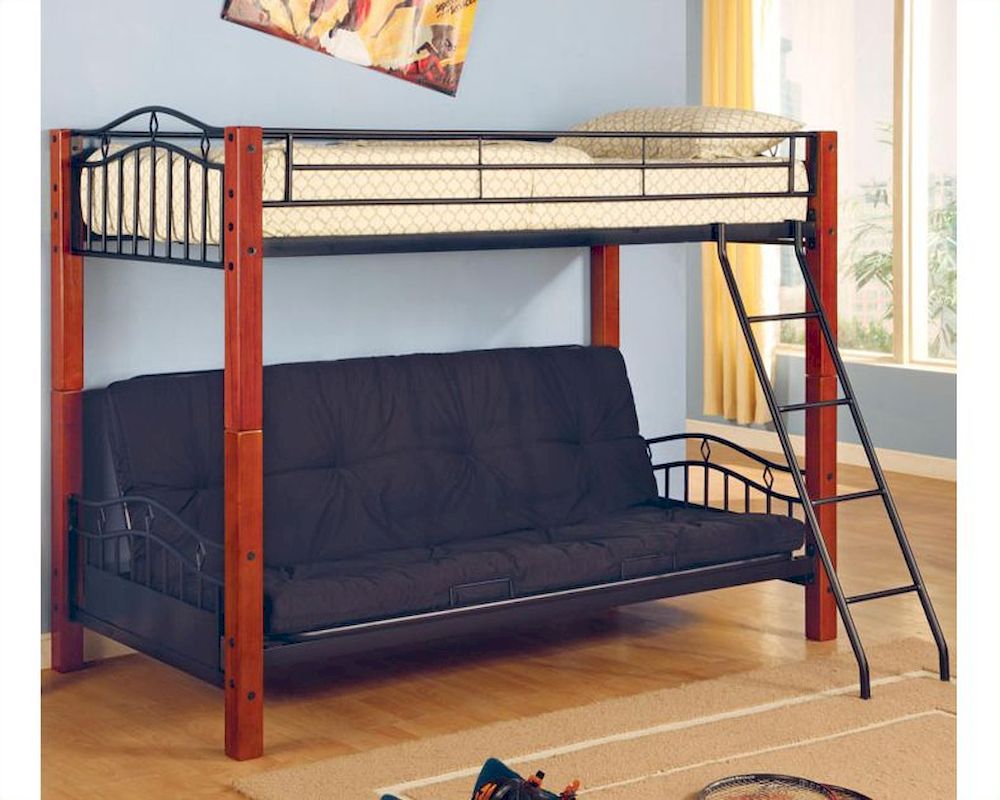 Coaster Furniture Twin over Futon Bunk Bed in Black Haskell CO2249
