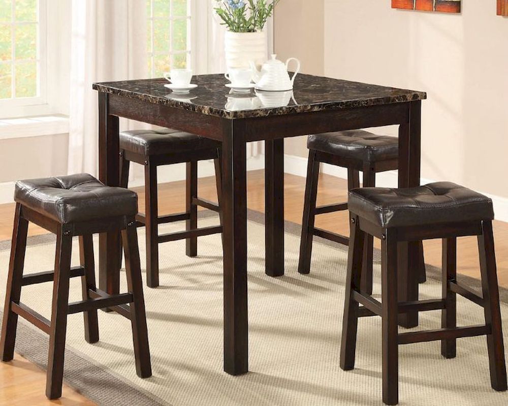 Coaster Pub Set Faux Marble Top Sophia CO150160Set (Set of 5 pc)