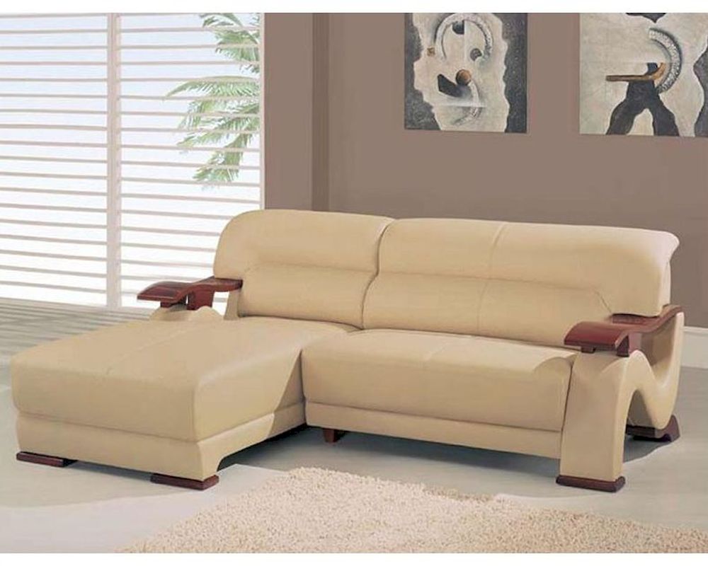 Contemporary Beige Bonded Leather Sectional Sofa 44L6086
