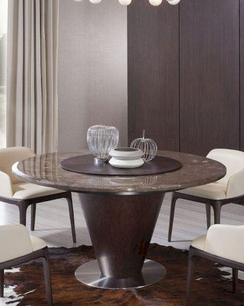 Contemporary Brown Marble Round Dining Table 44D550T