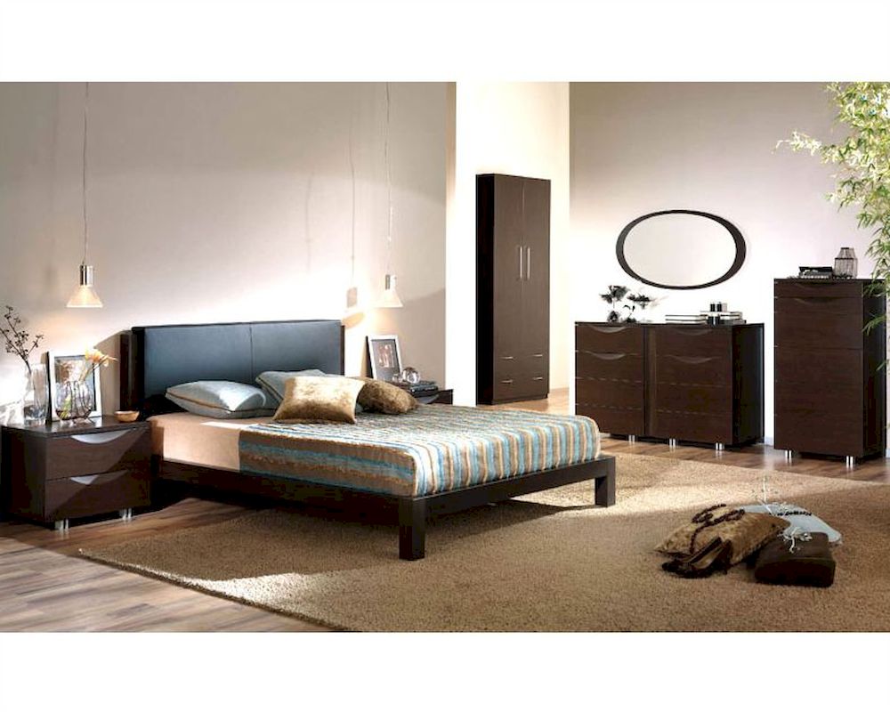 Dark Brown Bedroom Set Marta Contemporary Style Made in Spain 33B291
