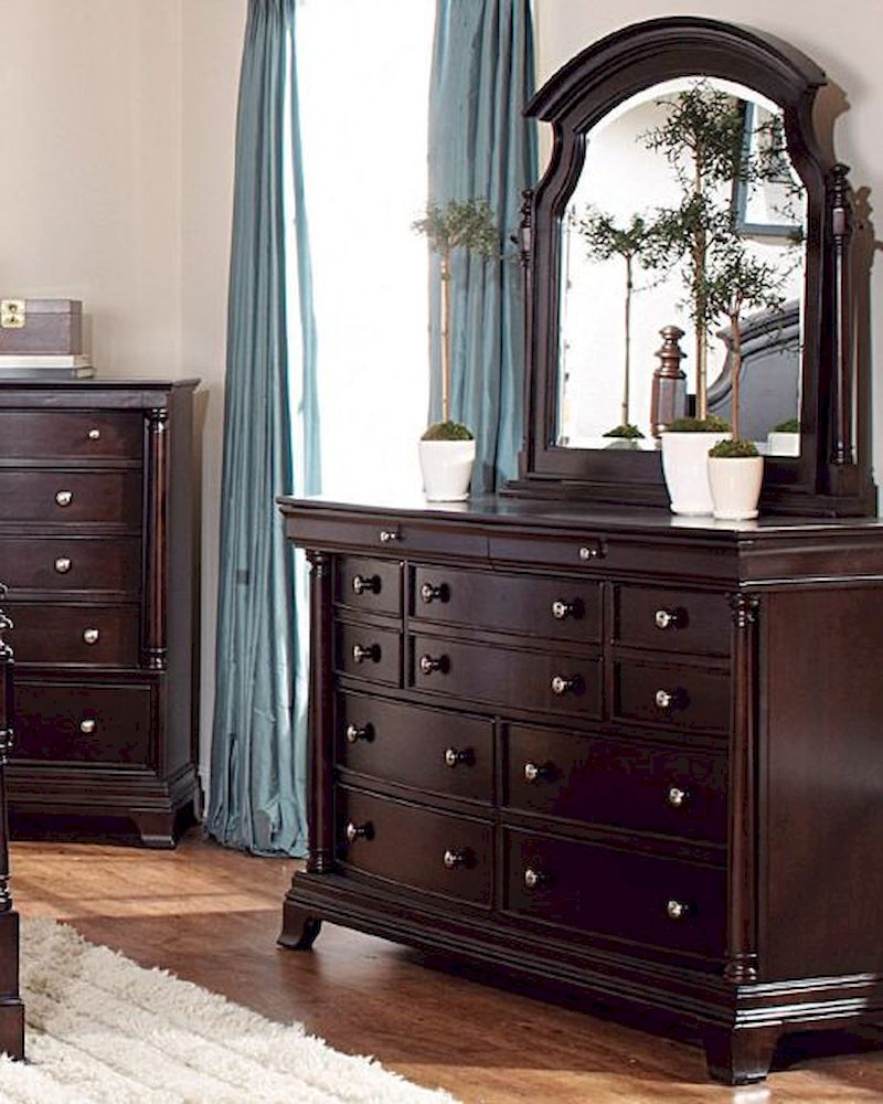 sachin and babi light blue dress Homelegance Dresser and Swivel Mirror Inglewood in Cherry EL1402-56SW