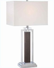 Lite Source Chrome Walnut w/ White Fabric Table Lamp LS-22068 Lite Source Chrome Walnut w/ White Fabric Table Lamp LS-22068
