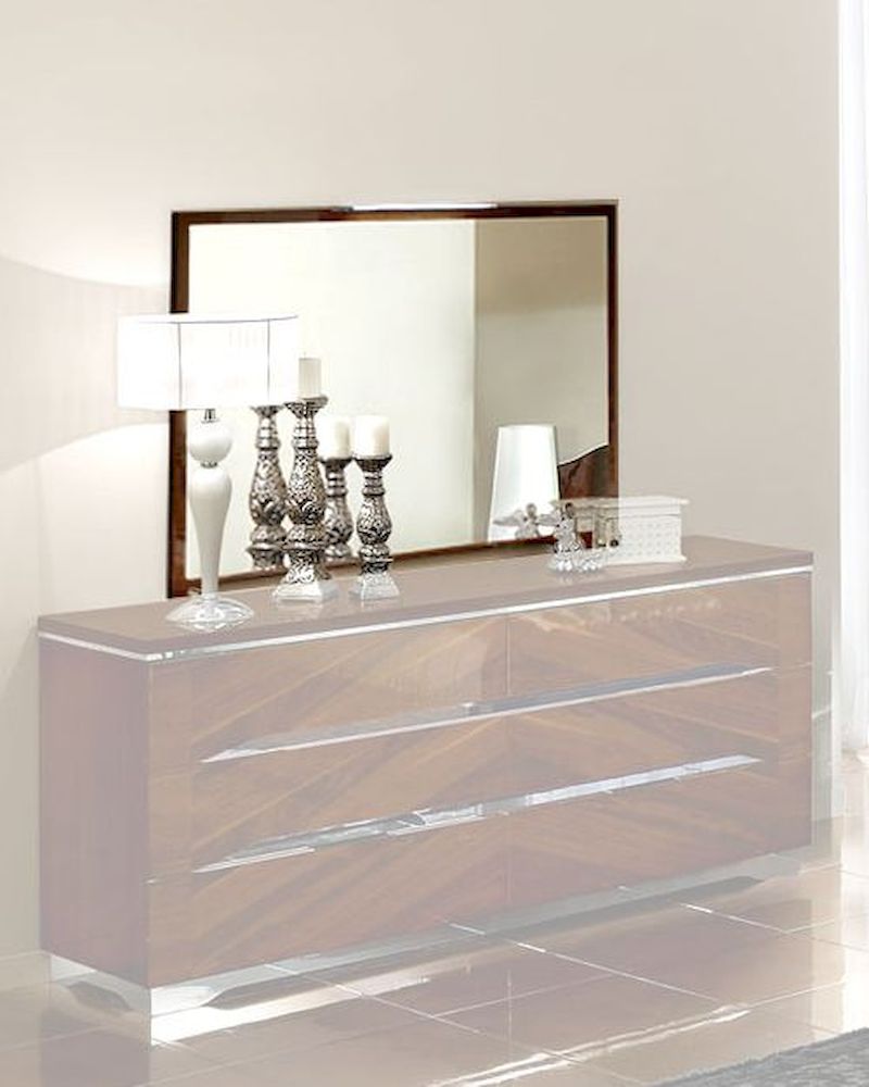 Modern Bedroom Mirror in Dark Cherry Finish Made in Italy 33B36