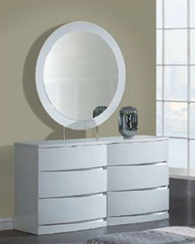 Modern Dresser and Mirror Agata in White 35B54