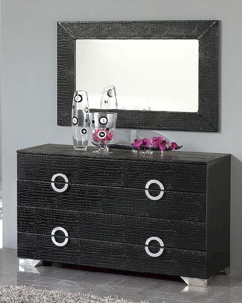 Modern Dresser and Mirror Valencia in Black Made in Spain 33B254