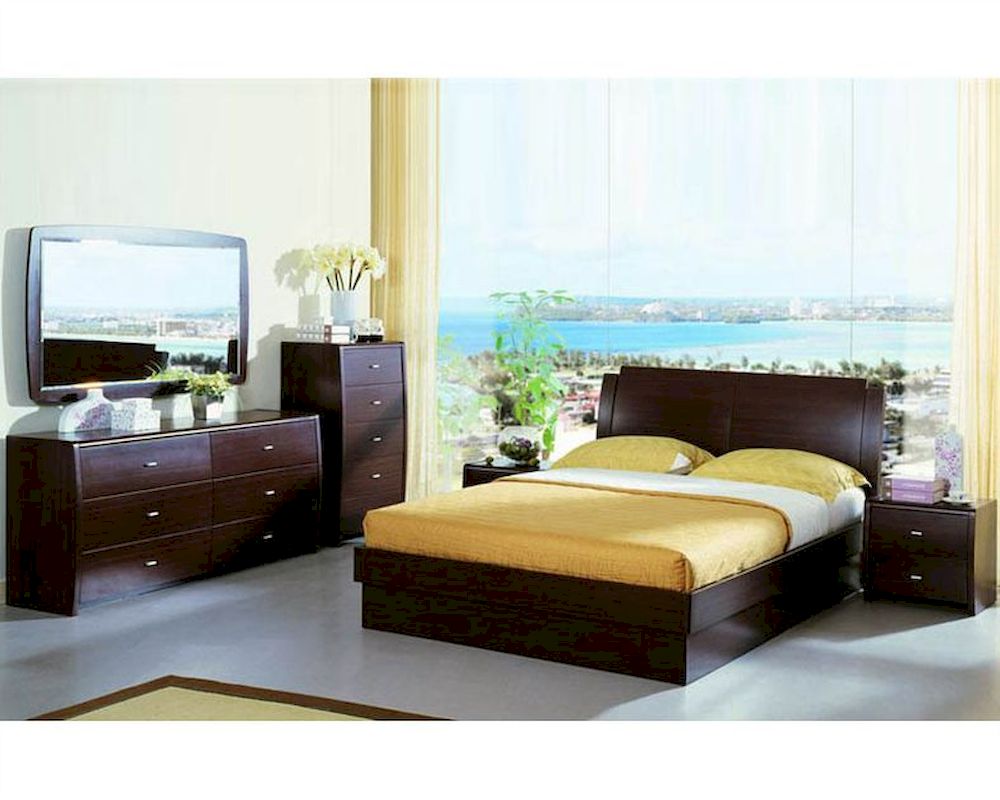 Modern Made in Italy Wenge Finish Storage Bedroom Set 44B5811