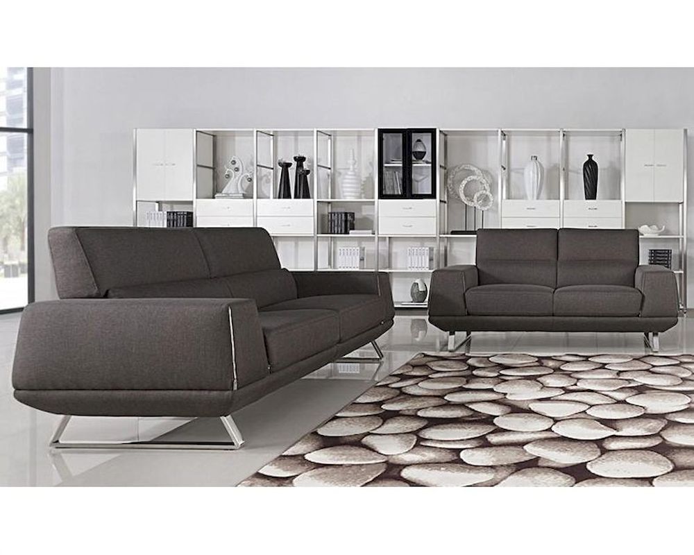 Modern Grey Fabric Sofa Set 44L5947