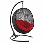 Modway Encase Swing Outdoor Patio Wicker Rattan Lounge Chair in Red MY-EEI-739-RED-SET