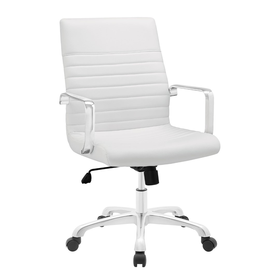 Modway Finesse Mid Back Faux Leather Office Chair in White MYEEI1534WHI