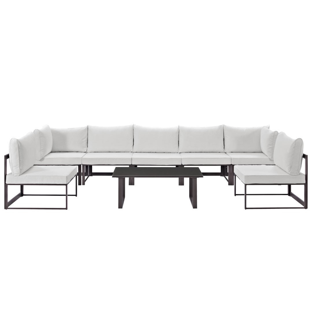 Modway Fortuna 8 Piece Outdoor Patio Aluminum Sectional Sofa Set in