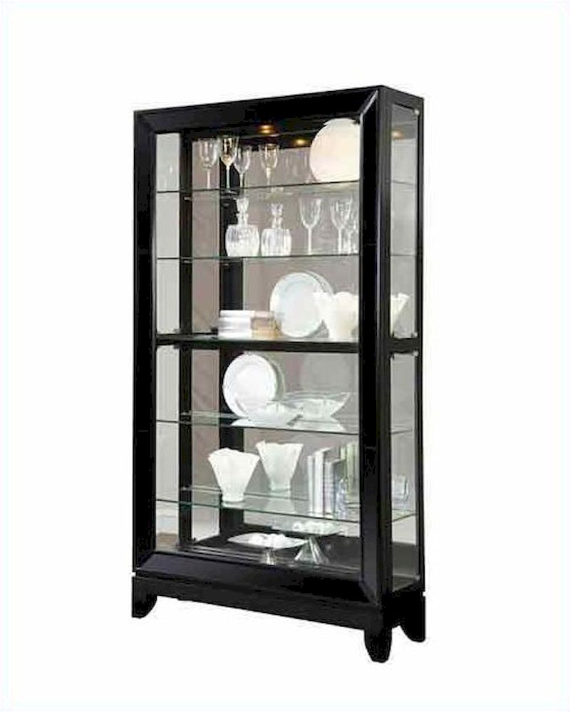 Pulaski Curio with Black Glass Panels PF21472