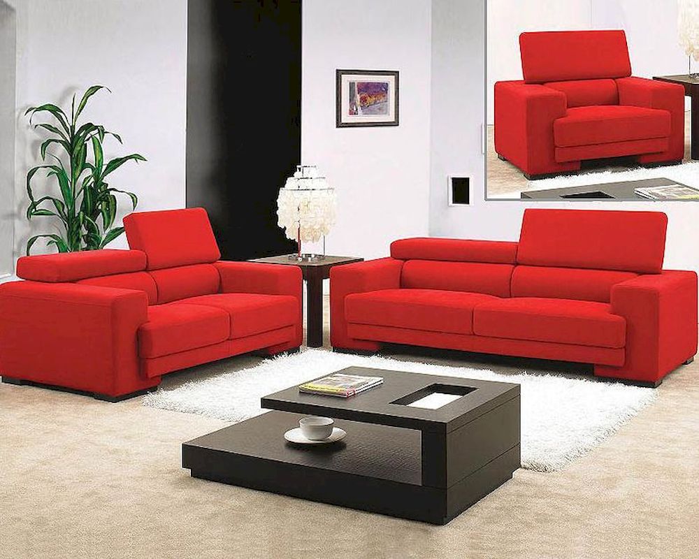 Red Fabric Sofa Set 44L0909