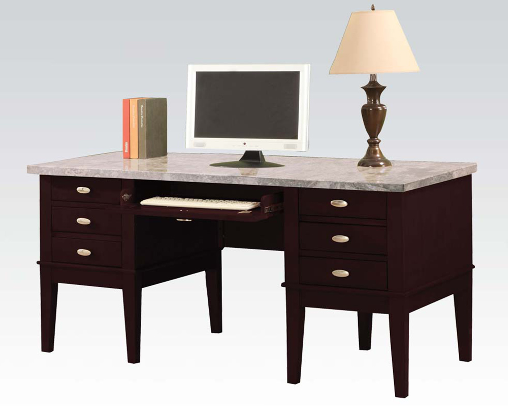 White Marble Top Office Desk by Acme Furniture AC92008