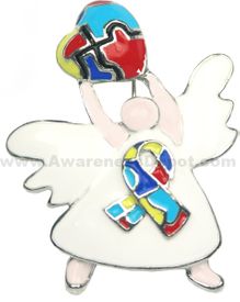 Autism Angel Heart Brooch