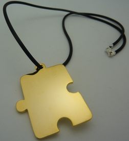 Autism Asymmetrical Puzzle Pendant Necklace Gold