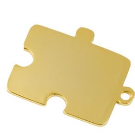 Autism Asymmetrical Puzzle Piece Pendant Gold Plated