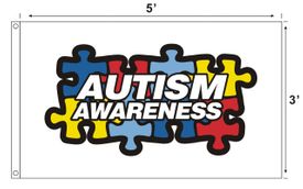 Autism Awareness Puzzle Piece 3x5 Flag